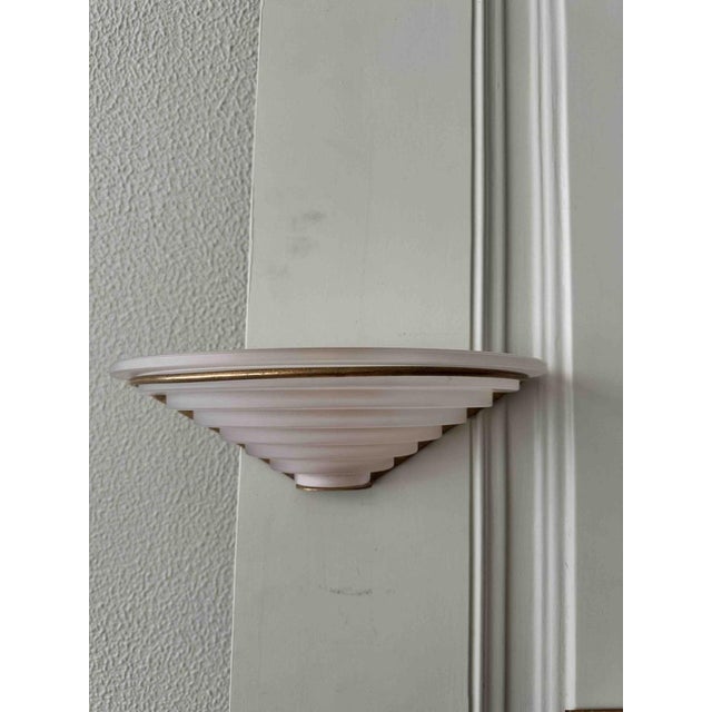 Art Deco Sconces in Brass and Frosted Glass, Portugal, 1940s, Set of 2 For Sale - Image 11 of 16