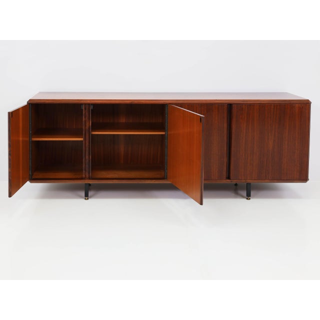 Wood Minimalist Rosewood Sideboard with Architectural Details attributed to Poggi, Italy, 1950s For Sale - Image 7 of 12