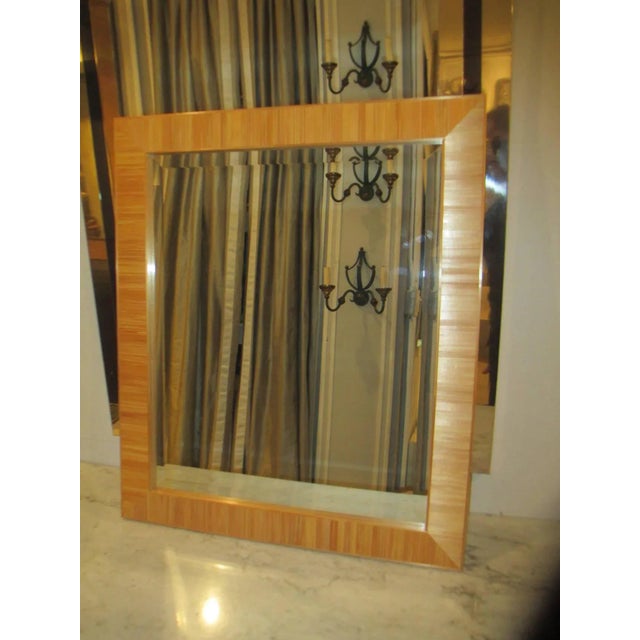 French Bespoke Straw Marquetry Mirror For Sale - Image 3 of 7