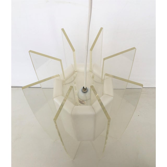 White Mid-Century Modern Space Age Era White and Transparent Pendant Lamp For Sale - Image 8 of 13