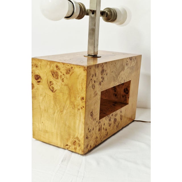 Table Lamp in Birch Burl, 1970s For Sale - Image 10 of 14