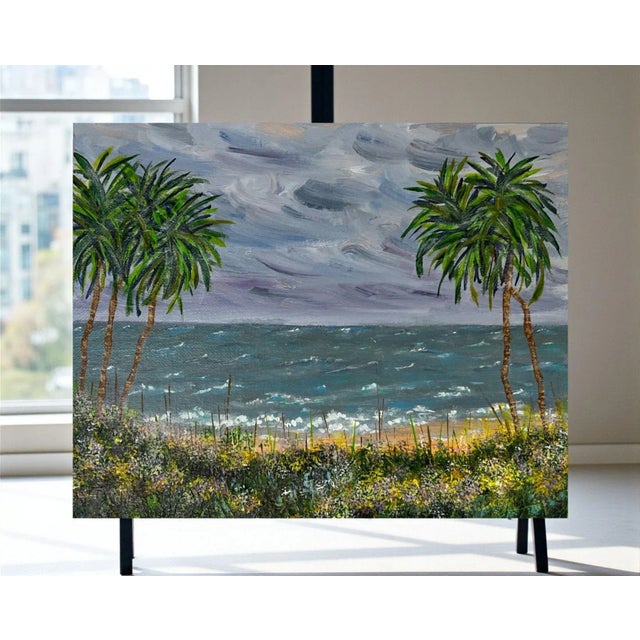 This original 8"x10" seascape acrylic painting titled "Before The Storm" captures the dramatic beauty of a coastal scene...