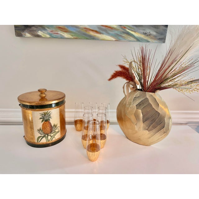 Gold Late 20th Century Gilded Gold Leaf Drinking Glasses/Bud Vases - Set of 8 For Sale - Image 8 of 9
