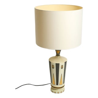 Large Ceramic Table Lamp with Egyptian Motifs by Nicolas Blandin, 2000s For Sale