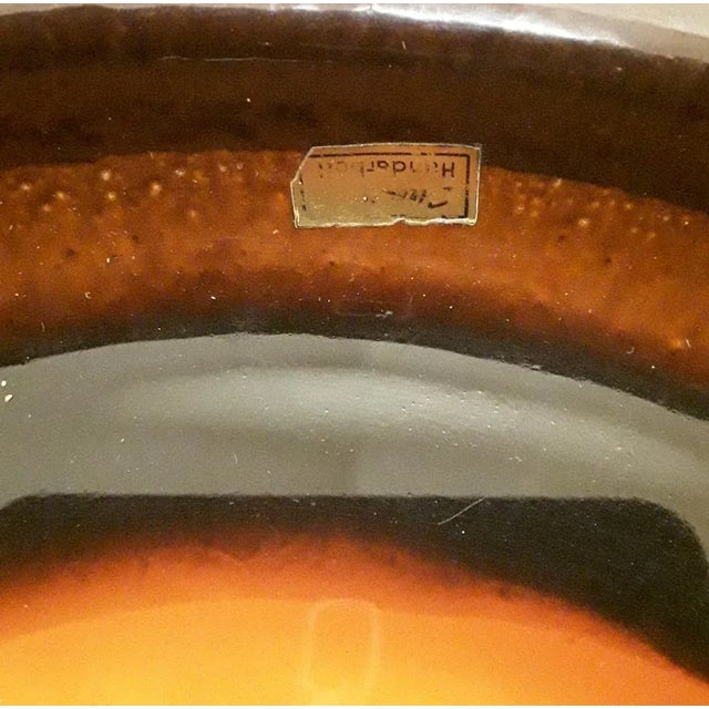 1970s Vintage Finnish Brown Ceramic with Orange Glaze Wall Plate from Stromit, 1970s For Sale - Image 5 of 7