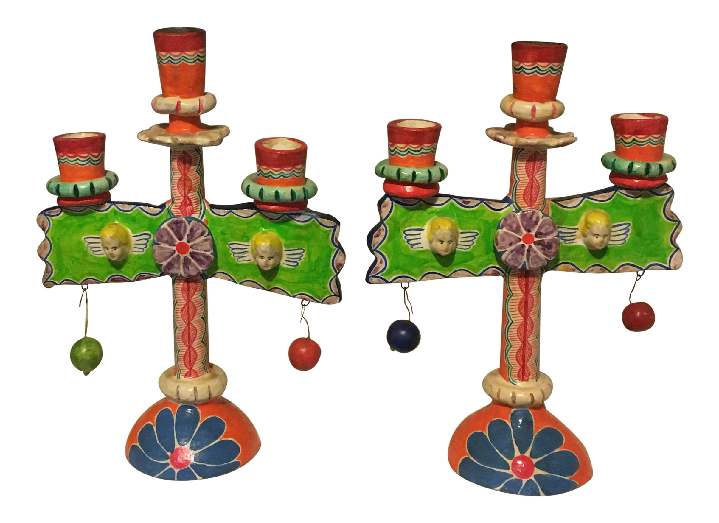 Candles Holders Candleholders Gift Idea Folk Art Candle Holders Pair Of Hand Painted Wooden Candle Stick Holders Costumed Man And Woman Figures Bavarian 11 12 Tall