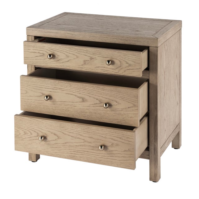 Modern Nora 25 in. W Rectangular Wood 3 Drawer Nightstand, Light Oak For Sale - Image 3 of 10