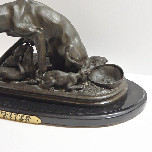 French 19th-Century French Bronze "Bitch With Pups" Sculpture by Pierre-Jules Mêne For Sale - Image 3 of 11