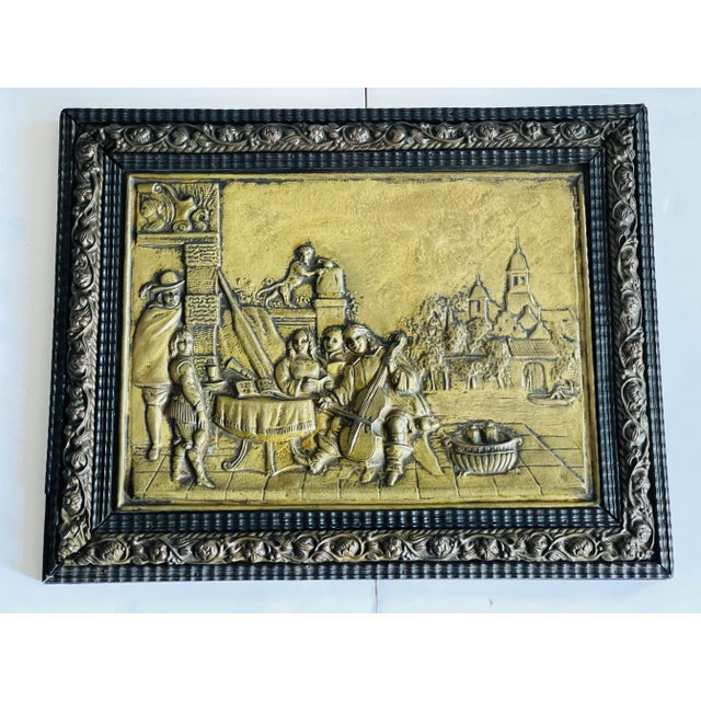 Late 19th Century 19 Th C Antique Embossed Brass Wall Art Dutch For Sale - Image 5 of 7