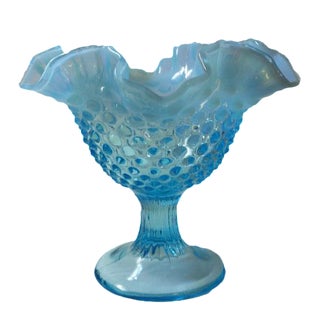 Fenton Blue Opalescent Hobnailed Glass Bowl For Sale