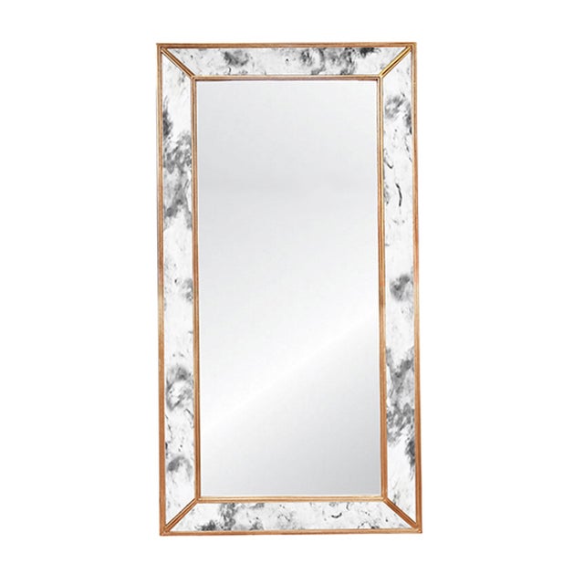 Contemporary Matthew Izzo Home Dion Gold Leaf Floor Mirror For Sale - Image 3 of 3
