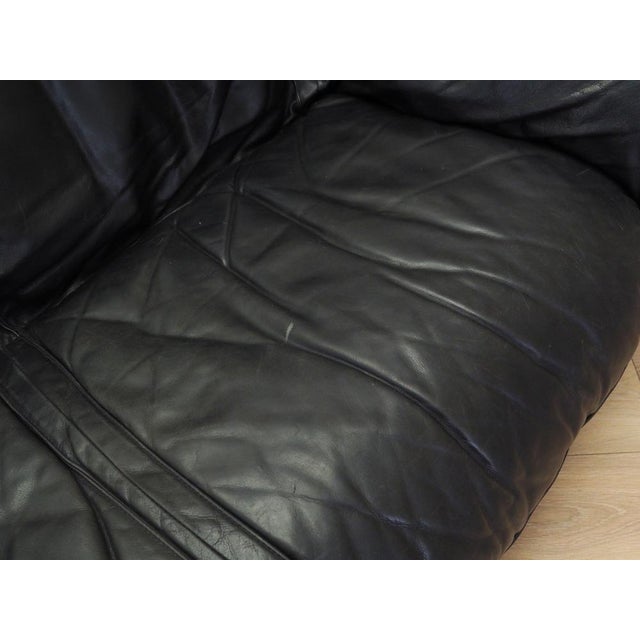 Italian Black Leather Sofa, 1960s For Sale - Image 9 of 18