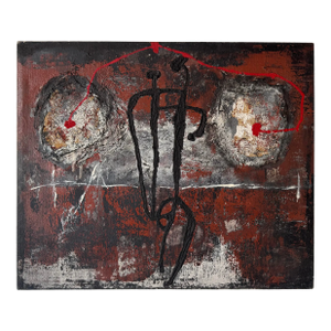 1980’s Vintage Expressionist Abstract Acrylic on Canvas Painting – Unframed