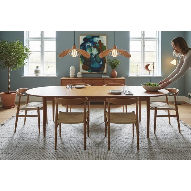 Round Oak Model 62 Dining Table by Henning Kjærnulf for Sorø Stolefabrik, Denmark, 1960s For Sale - Image 14 of 18