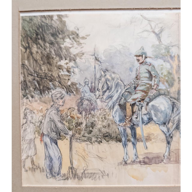 Early 20th Century 20th Century Fine Watercolor and Pencil Study Sketch of Soldiers, Unsigned For Sale - Image 5 of 11