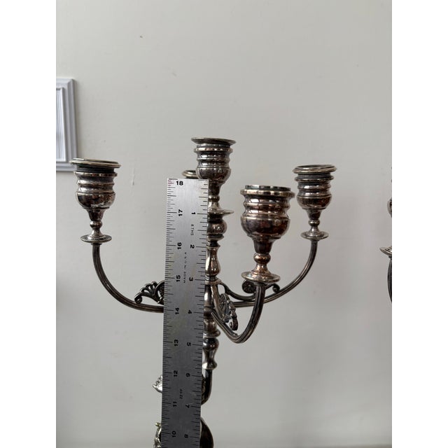 Late 19th Century Antique Silver Plate Pair of English Candleabras For Sale - Image 5 of 8