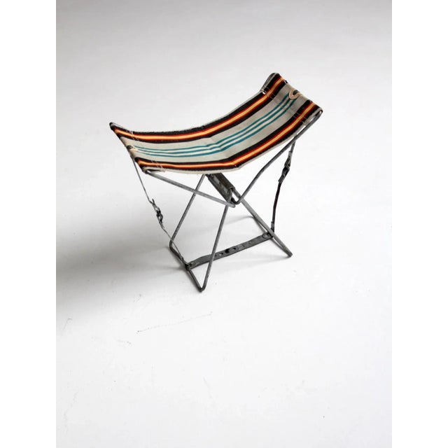 Metal Vintage Metal Frame Folding Camp Stool For Sale - Image 7 of 12