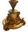 Empire candlestick France around 1830. Fire-gilded bronze and marble. Round decorated plate with rolled volute leaves and...