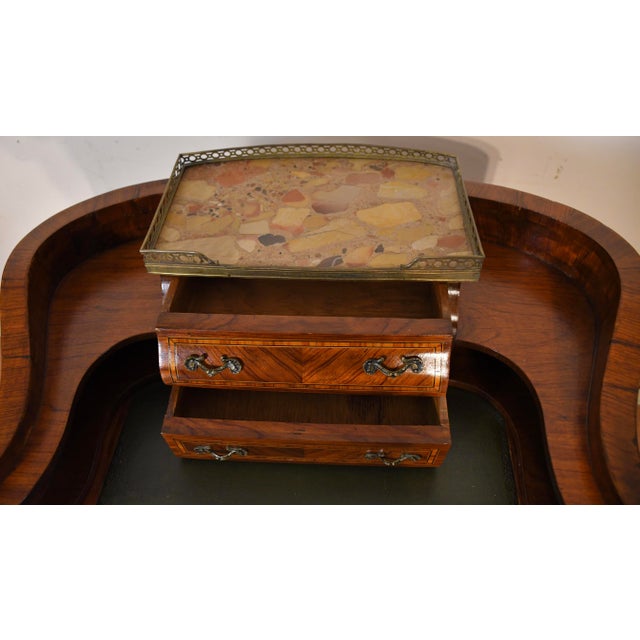 1900s Antique French Louis XV Walnut Inlaid Ladies Writing Desk / Bonheur-Du-Jour For Sale - Image 4 of 17