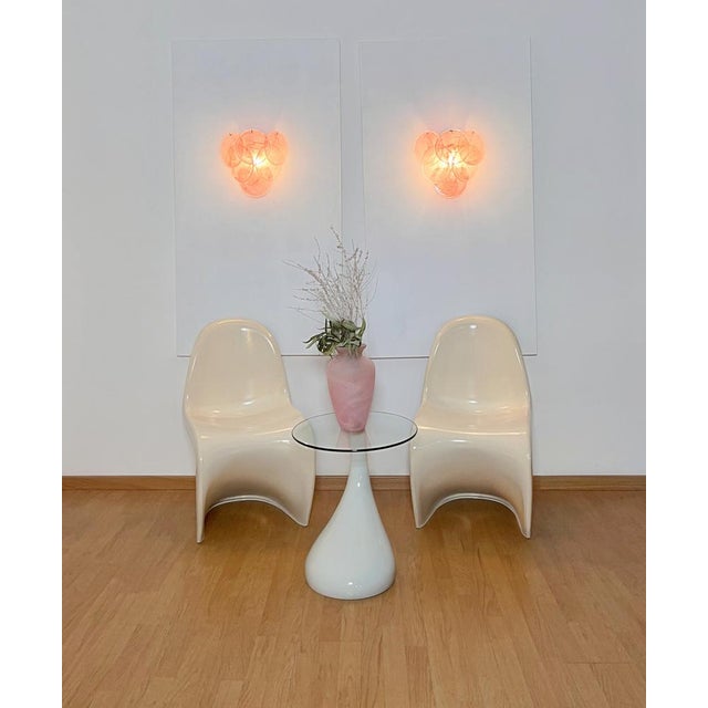 Mid-Century Modern Alabaster Pink Glass Disks Wall Sconce, 1990s For Sale - Image 3 of 13