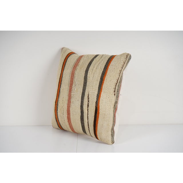 Mid-Century Modern Turkish Hemp Kilim Pillow Cover For Sale - Image 3 of 4