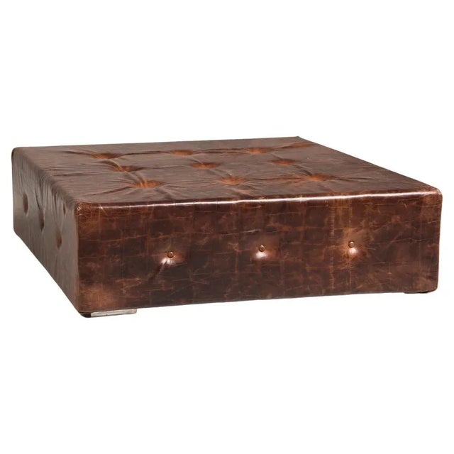 Brown Squared Ottoman For Sale - Image 13 of 13