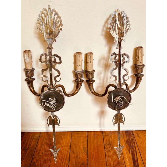 1950s French Empire Style Two-Arm Wall Sconce, Pair For Sale In New York - Image 6 of 6