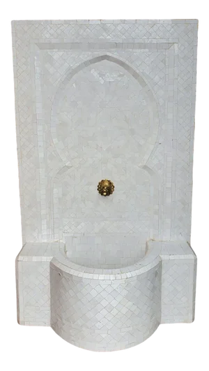 Zen Style All White Moroccan Fountain, Mosaics