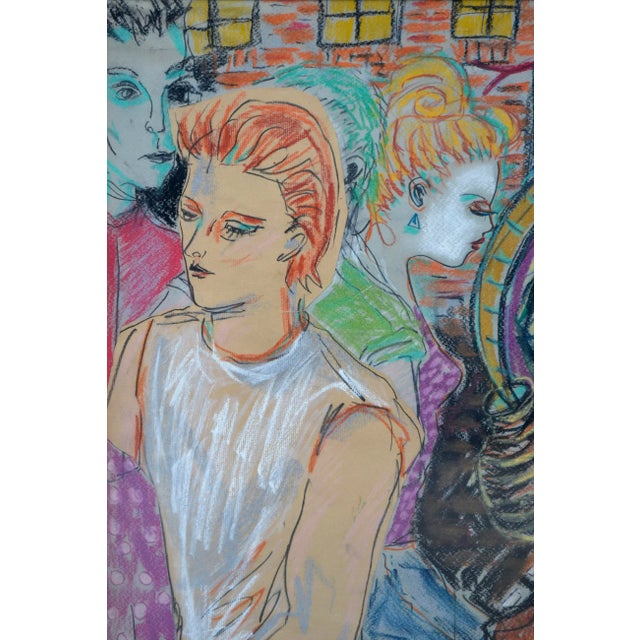 1980's Figurative -- David Bowie, Iman and Friends by Zoa Ace For Sale - Image 4 of 8
