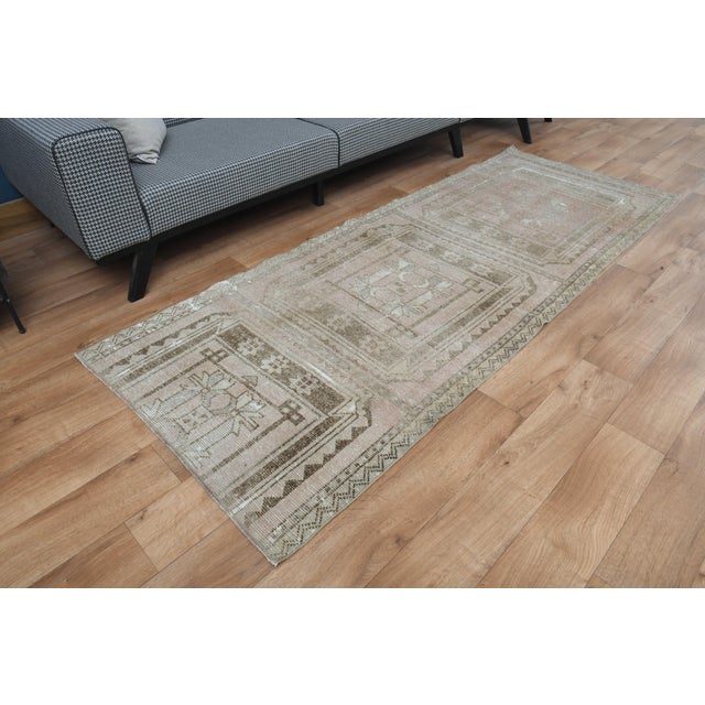 Textile 1970s Vintage Handmade Turkish Wool Cotton Beige Area Rug For Sale - Image 7 of 11