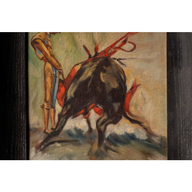 1960s Matador Framed Oil on Board Painting For Sale - Image 4 of 6