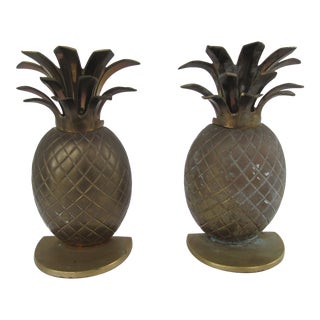 Vintage Brass Pineapple Bookends For Sale