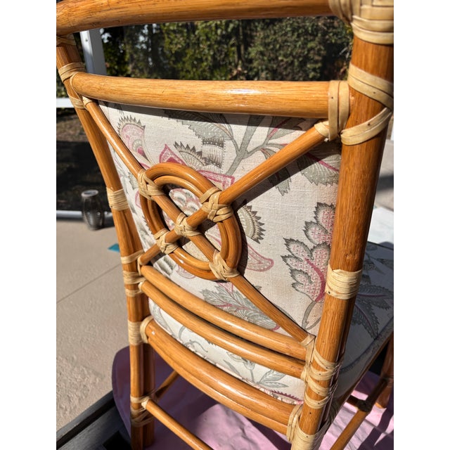 Stunningly restored Baker McGuire tartget back chairs from an estate in Vero Beach, Florida. These vintage chairs have a...