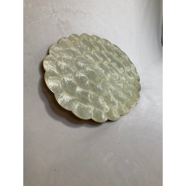 Vintage Set of 7 Oval Scalloped Capiz Shell Placemats, Philippines Chairish