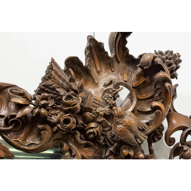 Baroque Antique American Cornucopia Carved Wooden Mirror For Sale - Image 3 of 9