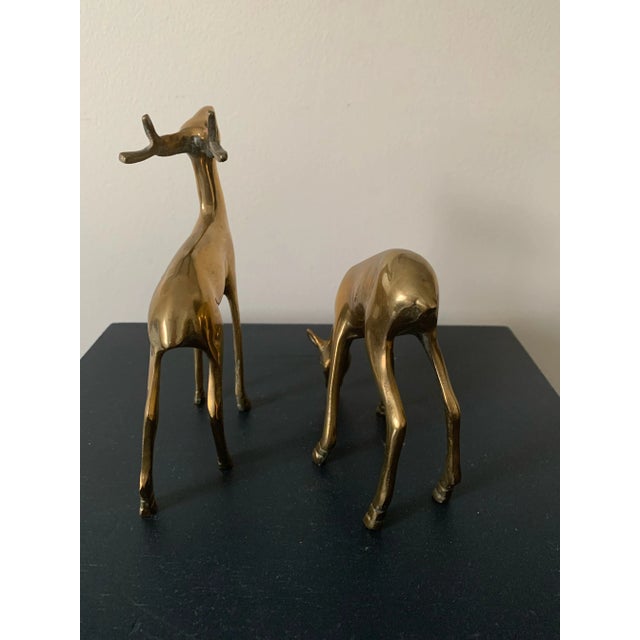 Mid 20th Century Vintage Brass Pair of Deer For Sale In New York - Image 6 of 10
