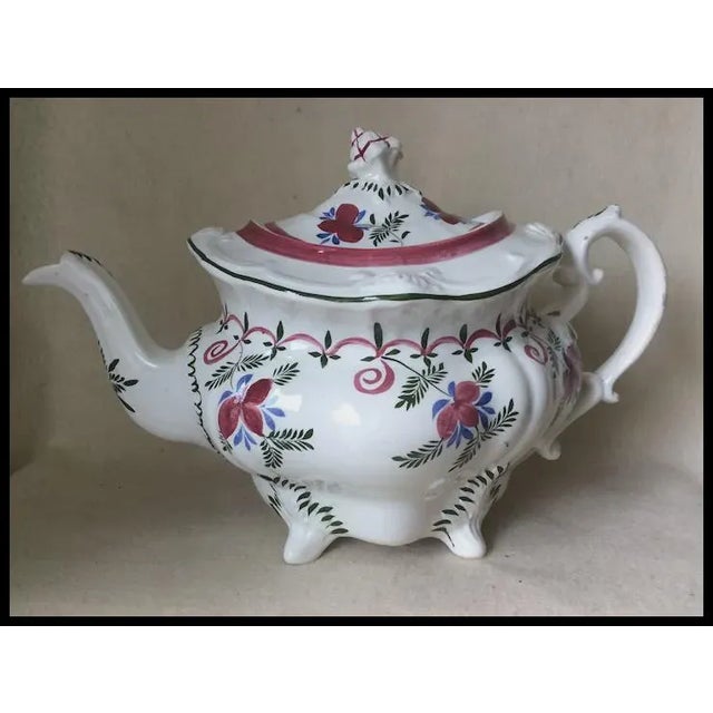 Early 19th Century Antique C1840s Staffordshire, English Soft Paste Teapot, Hand Painted For Sale - Image 5 of 10