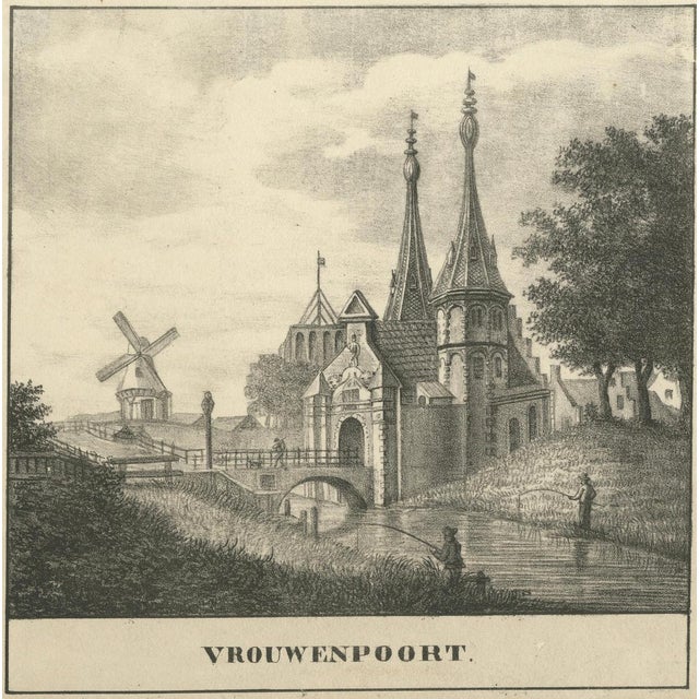 Jan Bulthuis, Vrouwenpoort, Leeuwarden Historic Frisian City Gate View, 1790s, Print For Sale - Image 3 of 10