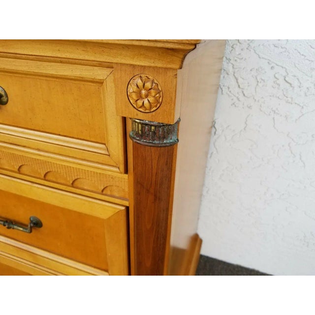 1980s Stanley Furniture Art Deco Dresser With Matching Mirror and Custom Glass Top For Sale - Image 5 of 11