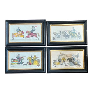 Vintage Medieval Knight Prints in Black Frames - Set of 4 For Sale