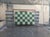 Green Handmade Woolen Flat Weave Rug, Moss Green and White Checker Board Dhurrie - 5'x8' For Sale - Image 8 of 12