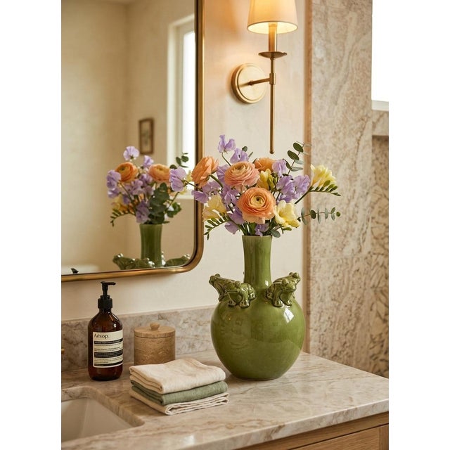 2000 - 2009 Whimsical Italian Ceramic Frog Bud Vase For Sale - Image 5 of 10