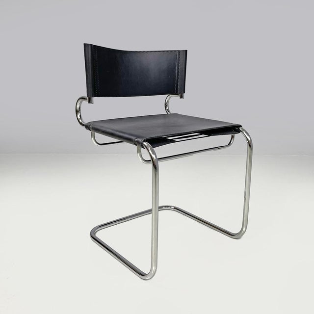 Italian Modern Black Leather Chairs Terry by Luigi Saccardo for Arrmet, 1970s, Set of 4 For Sale - Image 3 of 18