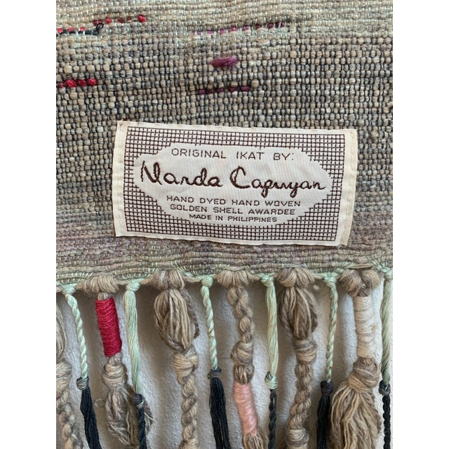 Mid 20th Century Original Handmade Abstract Textile Tapestry Ikat by Narda Capuyan For Sale - Image 10 of 11