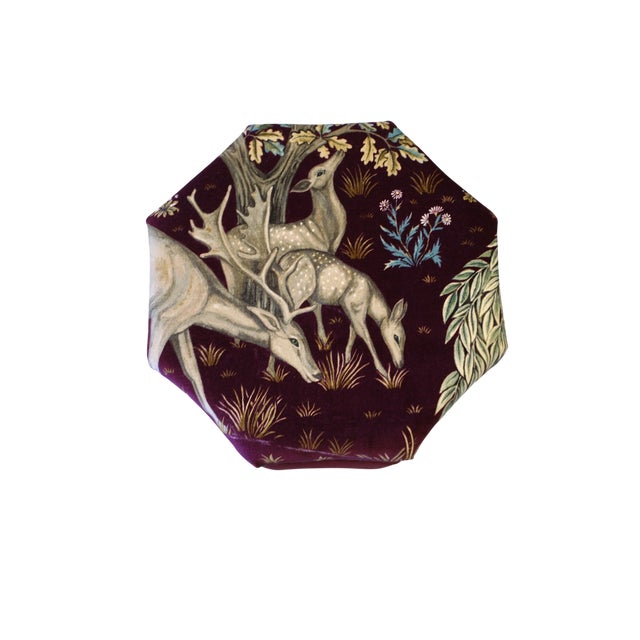 Star-Shaped Sewing Ottoman in The Brook Velvet from Morris & Co., 1950s For Sale - Image 9 of 10