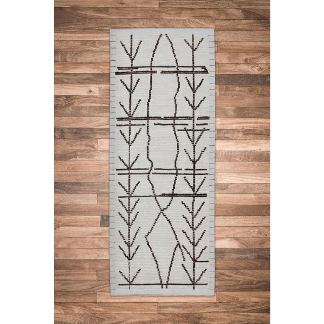 Brown & Beige 21st Century Modern Moroccan Style Wool Runner 2'9" X 6'9" For Sale In Houston - Image 6 of 6