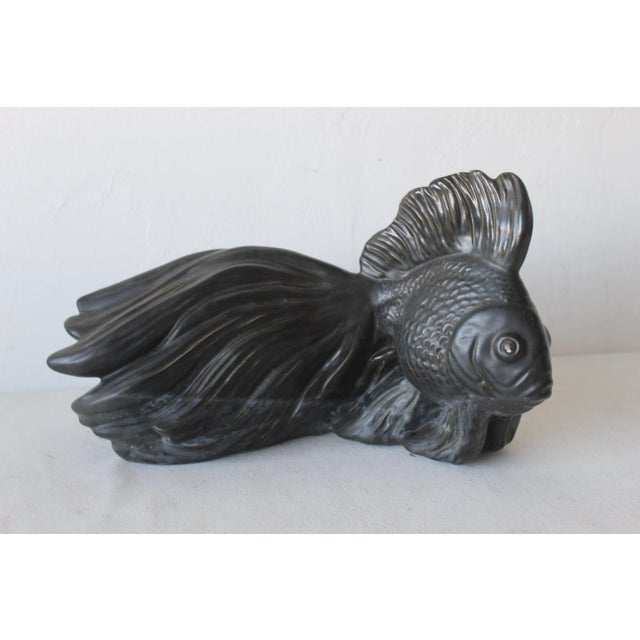 1970s Ceramic Sculptural Glazed Koi Goldfish Decorations-Set of 3 For Sale - Image 10 of 12