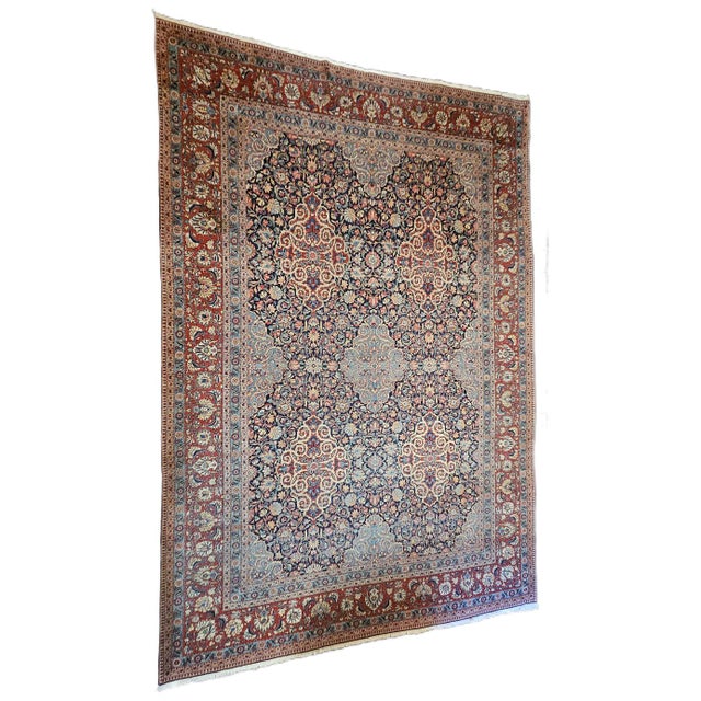 Large Antique Hand-Knotted Kashan Rug, 1930s For Sale - Image 11 of 13