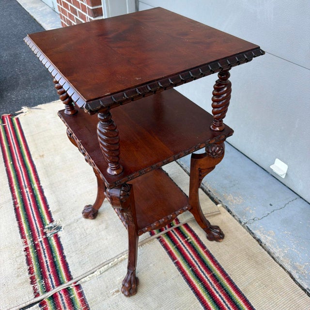 Antique Carved Cherry Wood Side Table, Aesthetic Period, Circa 1890 For Sale - Image 15 of 18