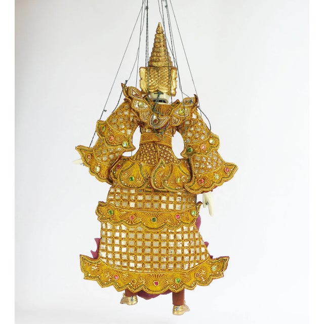 An absolutely stunning large vintage Asian marionette completely hand made with beautiful golden clothing. The Burmese...